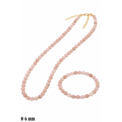 Naszyjnik + bransoletka z kamieni [rodonit różowy] - MF4105958